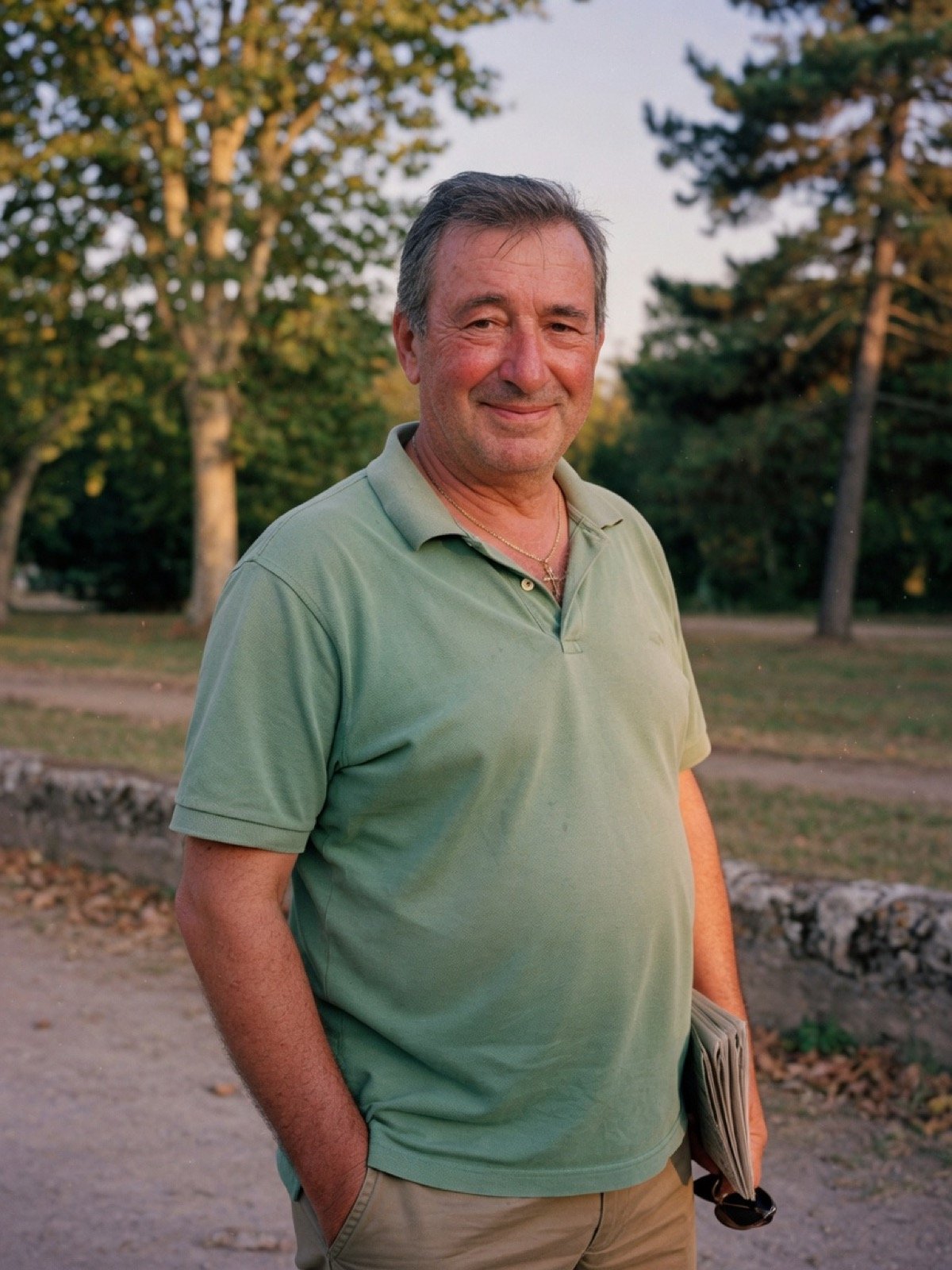 Homme souriant après une marche
